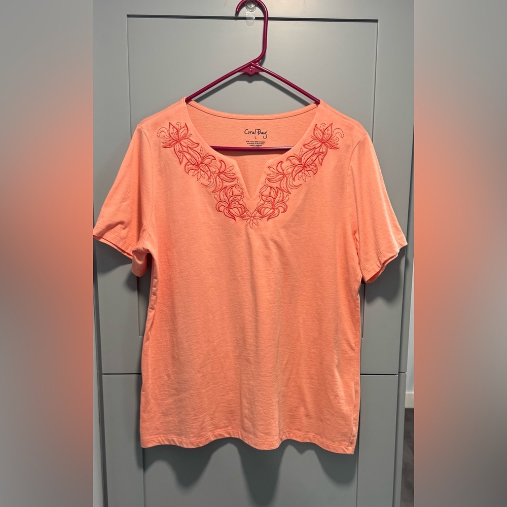 Coral Bay Women's Peach Floral Tee